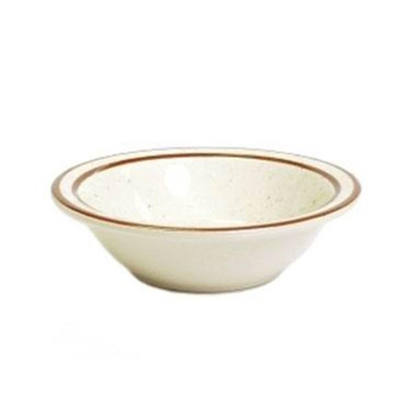 Tuxton China Bahamas 3.5 oz. Narrow Rim with Brown Speckle Fruit Dish - White - 3 Dozen TBS-011